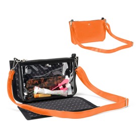 Caitie G Stadium Bag - Smooth Orange Full Set- Transforms to Clear with Removable Outer Wrap, Stadium Compliant Clear Purse Bag for Concerts Sports Events Festivals