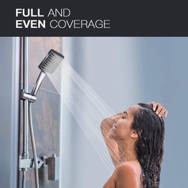 Newentor Shower Head, Hand Shower, Large Water-Saving Shower Head, High Pressure, Square Shower Head with 6 Jet Types (Shower Head without Hose), Matte Black