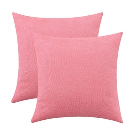 Jeneoo Decorative Living Coral Throw Pillow Covers Rustic Farmhouse Soft Chenille Comfy Solid Cushion Cases for Sofa Bedroom Chair Decor (Set of 2, 16 x 16 Inches)