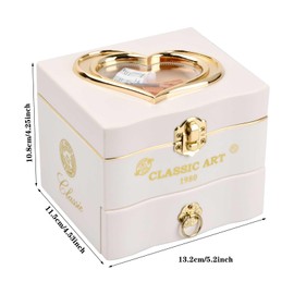 Rapidbok Music Box Music Jewellery Box with Extendable Drawer, Music Box Ballerina Jewellery Box with Music Box, Musical Jewellery Box for Girls, Children, Gifts