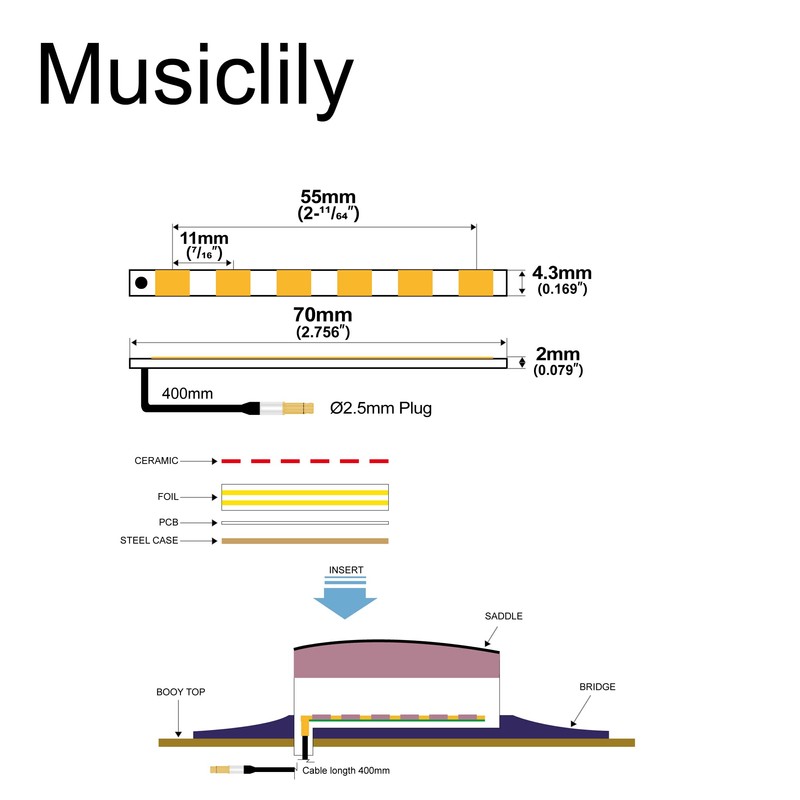 Artec PG637 Transducer Ceramic Piezo Pickup for 6 and 12