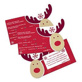 Neviti Rocking Rudolf-Scratch Trivia-10 Pack, Wood, Multi-Colour, 9 x 0.1 x 7.3 cm