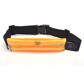 VILA&PE LED RUNNING WAIST PACK - With Rechargeable USB LED LIGHTS, Travel, Running, Phone Holder, Outdoor Waterproof Waist Pack, & More (Yellow)