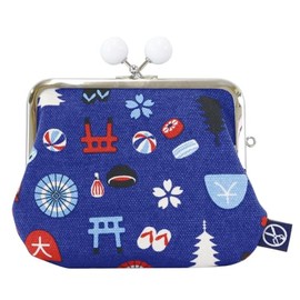 Maeda Dyeing Goshikihanpudo Kyoto Limited Series Wallet with Metal Clasp (Beaded), Blue Size: Approx. 5.1 x 5.7 inches (13 x 14.5 cm)