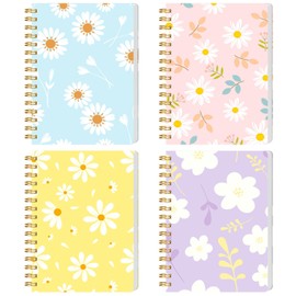 Koogel 4PCS Spiral Notebook Journals, A6 Pocket Notebooks College Ruled Notebooks for Women Gift Office School Supplies
