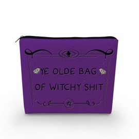 YULUENZE Funny Letter Makeup Bag Cute Small Organizer Bag Canvas Toiletry Zipper Pouch Wichy Cosmetic Bag Ideal Birthday Gift for Women Friends Sisters BFF