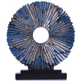 Blue Home Decor Sculpture, Above Kitchen Cabinet Decor Aesthetic, Living Room Decor Round Statue Medallion, Center Pieces Decoration for Table - Ideal Coffee Table Blue Bedroom, Office Desktop Decor