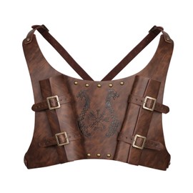 HZMAN Medieval Viking Totem Sword Frog Adjustable PU Leather Double Sword Strap Cosplay Renaissance LARP