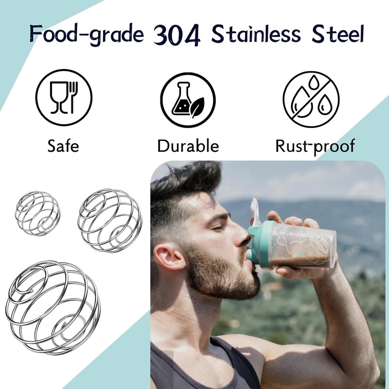 6 Pcs Shaker Balls, 304 Stainless Steel Mixing Balls for