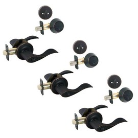Designers Impressions 3 - Kingston Oil Rubbed Bronze Entry Lever with Matching Single Cylinder Deadbolt Combo Packs Keyed Alike (We Key Lock Orders Alike for Free)