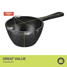 Modern Innovations Cast Iron Melting Pot for Grill Cooking, Basting Pot, Saucepan, Simmer Sauce and Butter, Small Pot, Mini Bowl for Sauces