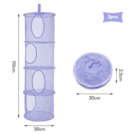 Hanging Mesh Storage Bag, 2PCS Hanging Soft Toy Storage, Teddy Hanging Toy Storage, Hanging Mesh Basket, Organizer Hanging Storage Net(Purple)