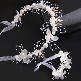Mythya Bandas para el Cabello y Wrist Garland Accessories, Diadema de Aleación Floral, Accesorios para el Cabello, Diadema de Cristal de Princesa, Graduación, Fotografía para Niñas y Mujeres