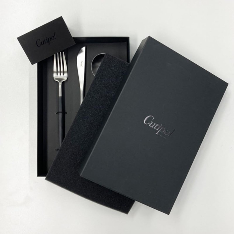 (Cutipol) GOA Gore Dinner Set, 3 Pieces, Black Matte Silver,