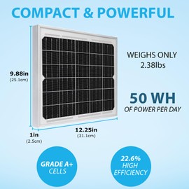 Mighty Max Battery 10 Watt Monocrystalline Solar Panel Charger Compatible with Deep Cycle Battery