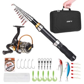 Lixada Fishing Pole and Reel Combo Telescopic Fishing Rod Pole Spinning Reel Set Fishing Line Lures Hooks Barrel Swivels with Carry Bag Case Travel Fishing Fishing Rod