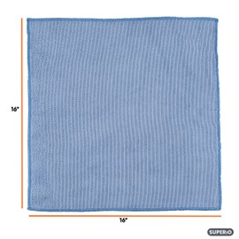 Superio Blue Microfiber Cleaning Cloth for Car, House, Bathroom, 16"x16" Miracle Cloth, Streak and Lint Free, No Detergent, All Purpose Cleaning Towel, Washable Rag
