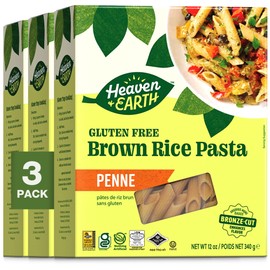 Heaven & Earth Brown Rice Gluten Free Penne, 12oz (3 Pack) | Whole Grain | Gluten Free Pasta | Amazing Texure - Tastes Like Regular