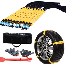 Upgraded Snow Chains for Cars - 10 Pcs Emergency Anti Slip Tire Straps, Car Snow Chain for Trucks Minivan Pickup SUV/ATV/UTV Winter Universal Tire Blocks 185-295mm/7.2-11.6 inches