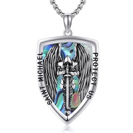 VENACOLY Saint Michael Necklace Sterling Silver St. Michael Archangel Pendant Protection Mother's Day Jewellery for Women Mum