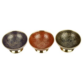 Bitto Indore Brass Incense Bowl Assorted Blue, Black or Red Height 5.5 cm Diameter 12 cm
