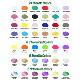 X ARTY HUB Airbrush Paint - 42 Colors with 4.05 Fl Oz Thinner, Iridescent, Neon and Metallic Air Brush Paints Acrylic Ready to Spray, Water-Based Painting Set for Artists Beginners