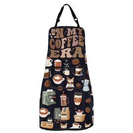 MYSOMY Barista Apron In My Coffee Era Apron Coffee Lover Gift Coffee Themed Apron Funny Coffee Gifts Barista Gift (COFFEE ERA Apron)