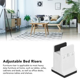 Furniture Risers with Adjustable Screw Clamp, 4 Pack Bed Risers, Rubber Sofa Tables Chair Risers Fit for Right Angle Chair Leg, for Desk, Table, Chair, Couch, Cabinet, Bed Frame