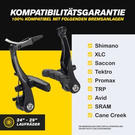 V-Brake Pads 2 Pairs 70 mm Symmetrical I For Shimano, Tektro, Avid, Sram, XLC UVM I High Brake Performance I Long Lasting & Precise Brake Pads