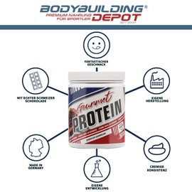 Bodybuilding Depot® - Gourmet Whey Protein 500 g, Fantastic Flavour, Creamy Consistency, with Pieces, (Strawberry)