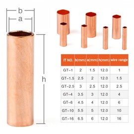Teansic 480 Pcs Wire Ferrules Kit Copper Crimp Connector 7 Size AWG 6-18 Non Insulated Electrical Butt Terminal Assortment Kit with Heat Shrink Tubing