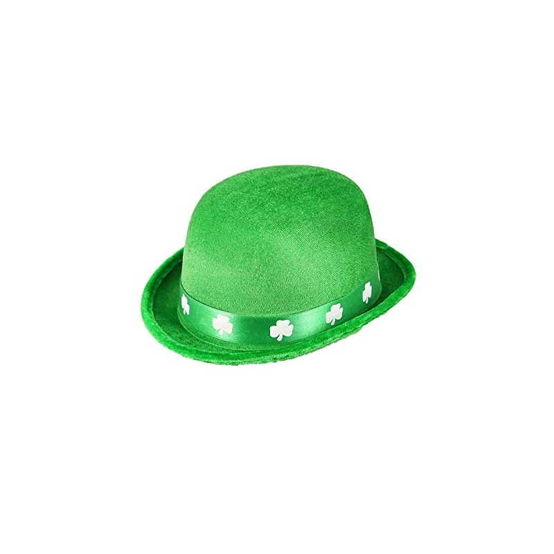 St Patrick's Day Green Felt Bowler Hat With A Shamrock