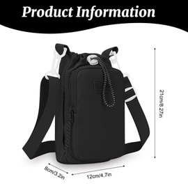 SGQTZDZQ Water Bottle Bag,Water Bottle Carrier with Shoulder Strap,Insulated Holder Bag with Phone Pocket for Walking Hiking Camping (Black)
