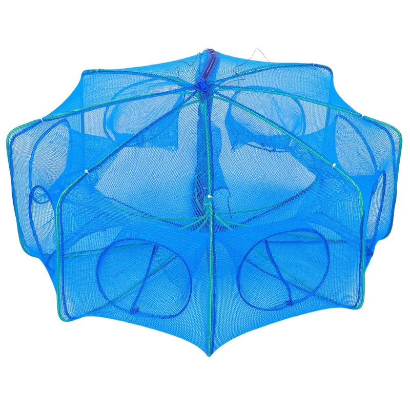 Jaula de Red de Pesca Cuadrada Plegable Azul para Camarones