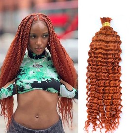 Deep Wave Bulk Human Hair For Braiding 2Bundles/Pack No Weft Curly Human Hair Extension for Bohemian Knotless Braids Wet and Wavy Human Braiding Hair for Boho Braids 100g (350, 20in)