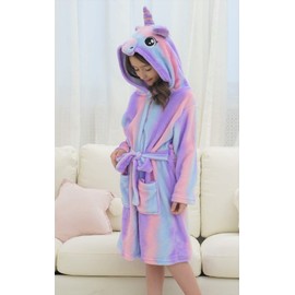 Doctor Unicorn Soft Unicorn Hooded Bathrobe Sleepwear - Unicorn Gifts for Girls (Bright Purple, 3-4T)