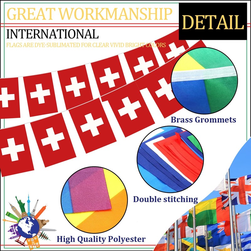 Länder Flaggen (Saitenfahnen 10m:Switzerland)