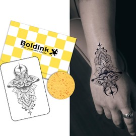 Boldink Temporary Tattoos, semi permanent tattoos, 15-day long lasting tattoo sticker, waterproof and anti-reflective, unique design(Moon Moth)