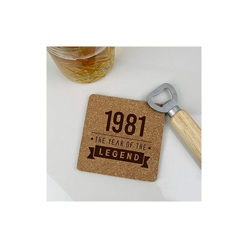 Drinks Mat, Placemat Engraved Square Coaster "1981 Year of The