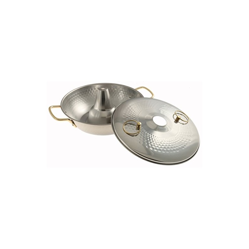 Kotobuki Traditional Japanese Stainless Steel Shabu Pot, Silver
