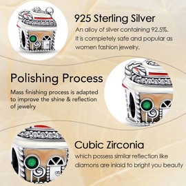 PANWOB Jewelry Festive Gingerbread House Charm for Women Bracelets Necklaces in 925 Sterling Silver,Mother's Day Christmas Valentine's Day