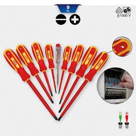 BRILLIANT TOOLS BT068010 VDE Screwdriver Set 9-Piece Slotted and PH [Powered by KS Tools]
