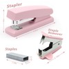 Pink Desk Stapler Set with Staples and Staple Remover for