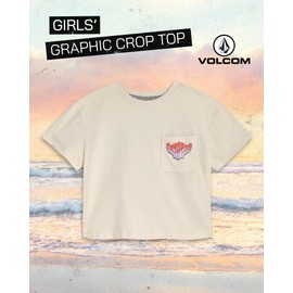 Volcom Girls Crop Top - Short Sleeve Cropped Girls T Shirts Crewneck Summer Tops (Size Runs Small Size Up Recommended), 8-10, Bone