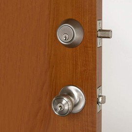 Design House 728683 Terrace 6-Way Universal Entry Door Knob and Deadbolt Combo, Satin Nickel, 1-Pack