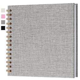 Hiwhy 7x7 Inch Scrapbook DIY Photo Album Linen Cover Hardcover White Pages 20 Sheets Small Scrap Memory Book Grey