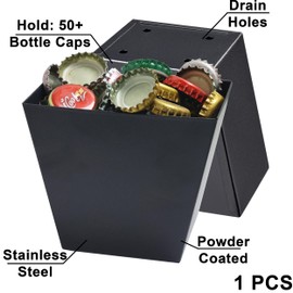 HAIICEN Black Bottle Cap Catcher Wall Mount, Stainless Steel Wall Mounted Beer Cap Catcher with Drained Narrow for Post