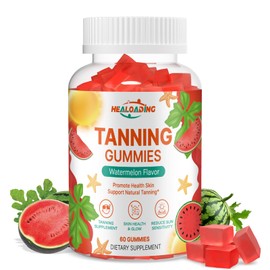 HEALOADING Tanning Gummies - Tan Bronzing Supplement with Astaxanthin Lycopene Beta Carotene Vitamins Supports Sun-Kissed Glow Non-GMO, Vegan Friendly (30-Day Supply)