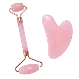 Gua Sha Stone and Face Roller, Gua Sha Massager, Slimming and Firming Face, Gua Sha Soothes and Relaxes the Skin, Pink