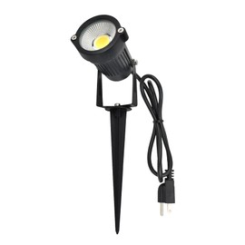 J.LUMI GSS6005 LED Spotlight 5W, 120V AC Line Voltage, 3000K Warm, Metal Construction with Ground Stake, Landscape Spot Light, Outdoor and Indoor Use, 3-ft Cord with Plug, Black